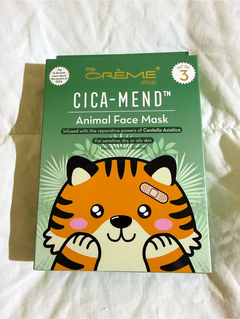 The CRÈME Shop CICA-MEND Animal Face Mask (3) - Green & Orange